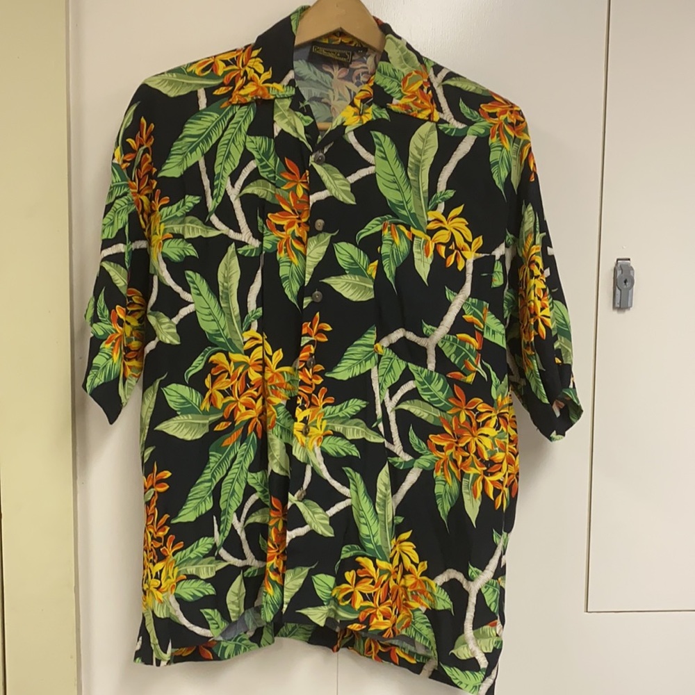 Monzini Collection Men’s Hawaiian Shirt 100% Raylon Medium Vintage 90’s